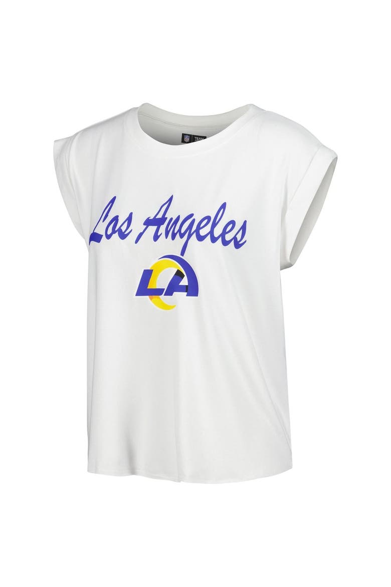 Women's Concepts Sport White/Cream Los Angeles Rams Montana Knit T-Shirt & Shorts Sleep Set, Alternate, color, White