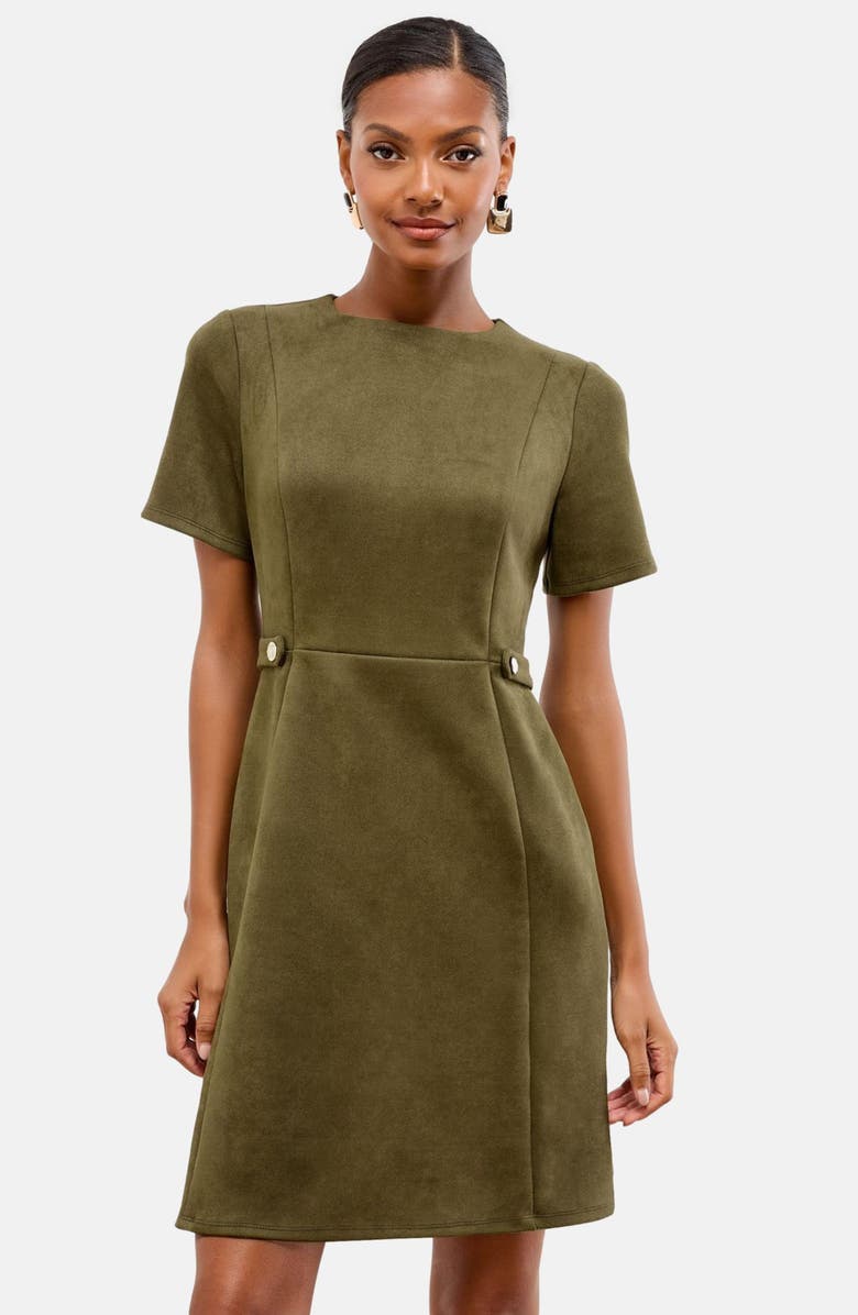 Lipsy Suedette Faux Suede Sheath Minidress, Alternate, color, Khaki Green