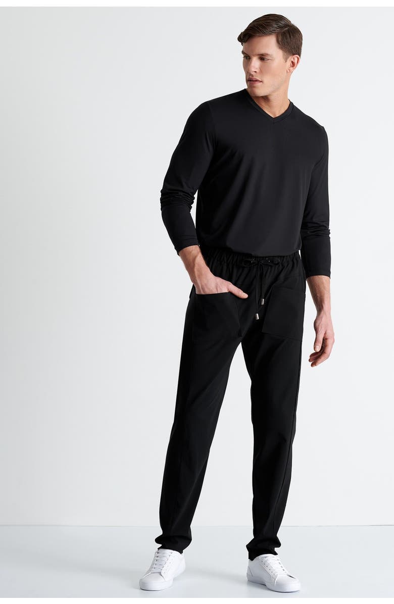SHAN Microfiber long-sleeve V-neck, Alternate, color, Black