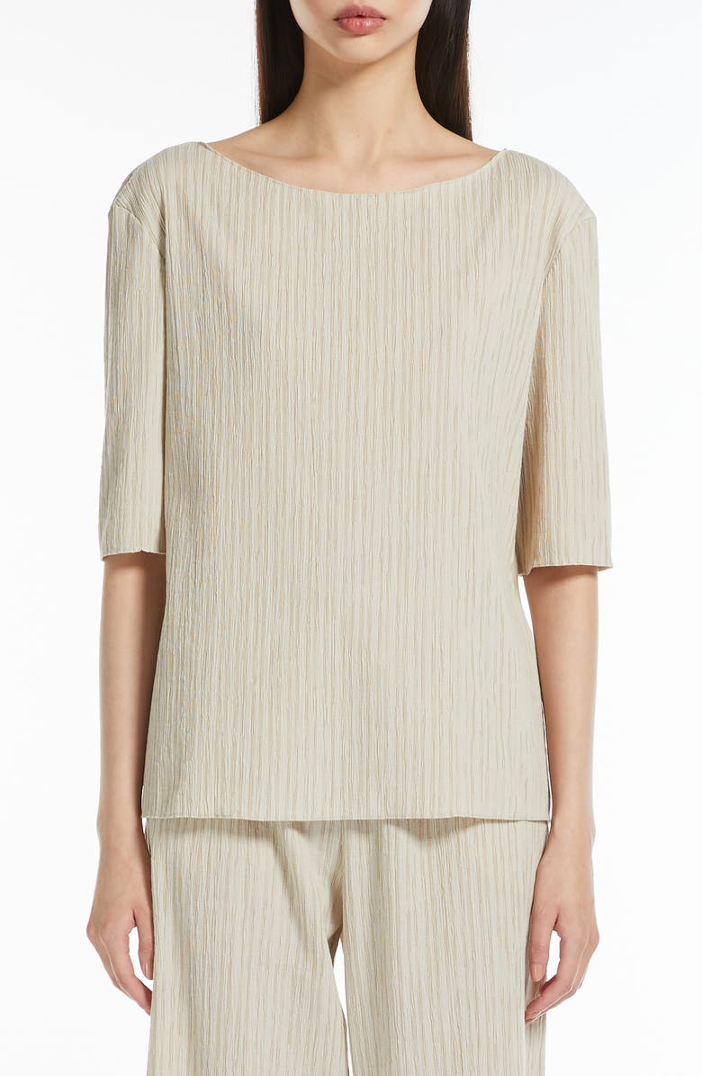 MM by Max Mara Caraibi Textured Cotton Blend Top, Main, color, Sand