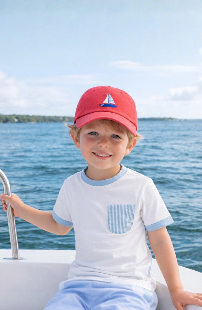 Bits & Bows Sailboat Baseball Hat, Alternate, color, Red