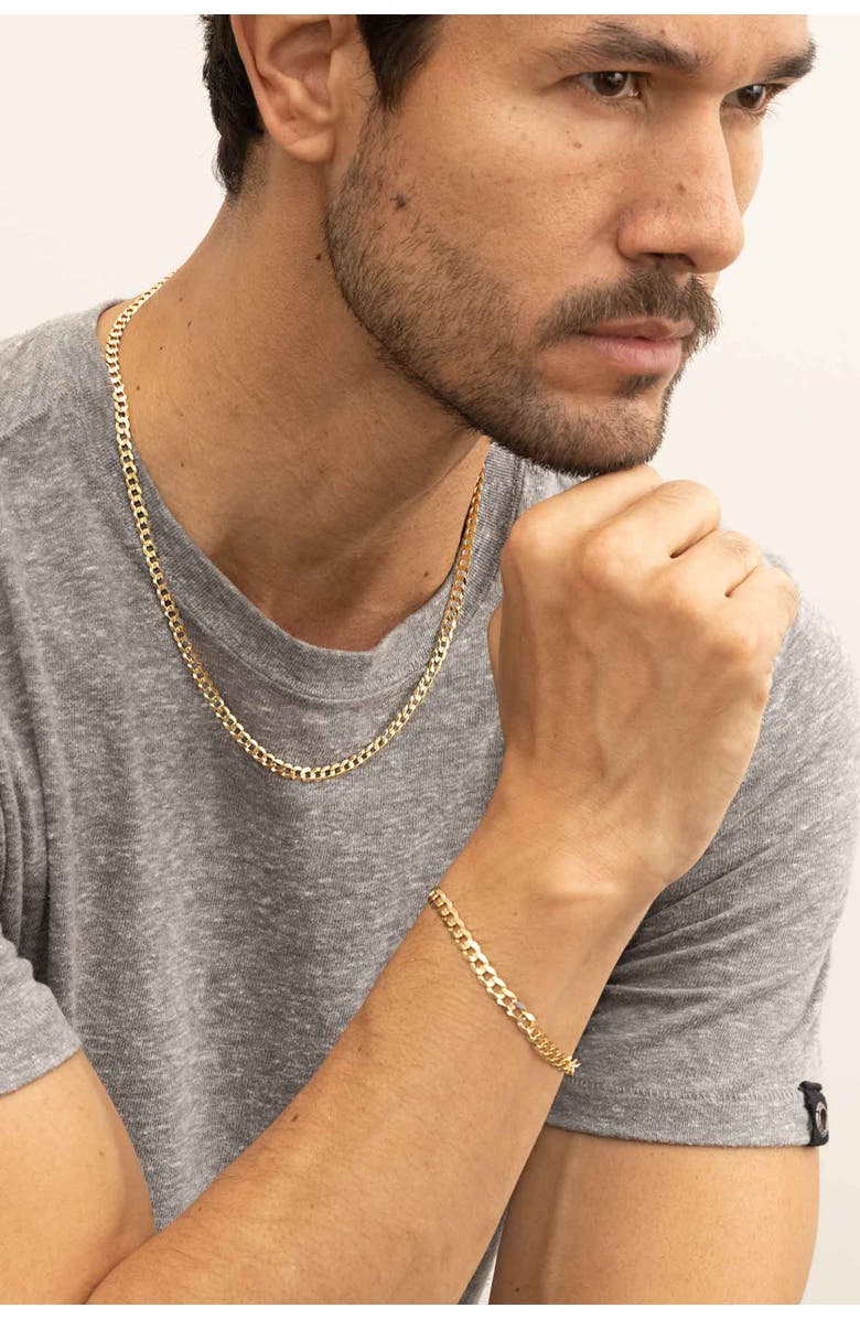 Oradina Men's Carmine Curb Bold Bracelet in 14K Gold, Alternate, color, Yellow Gold