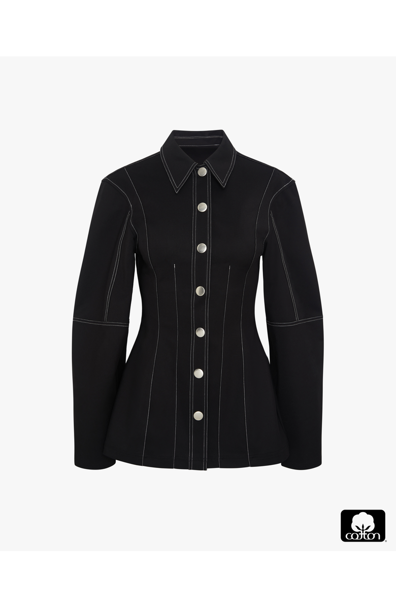 WeWoreWhat Structured Balloon Sleeve Shirt, Alternate, color, Black