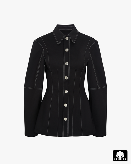 Weworewhat Structured Balloon Sleeve Shirt In Black