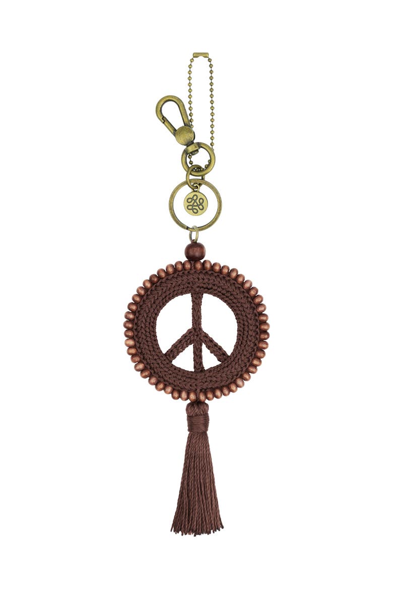Yarnicharmz Crochet Peace Dangle, Alternate, color, Mahogany