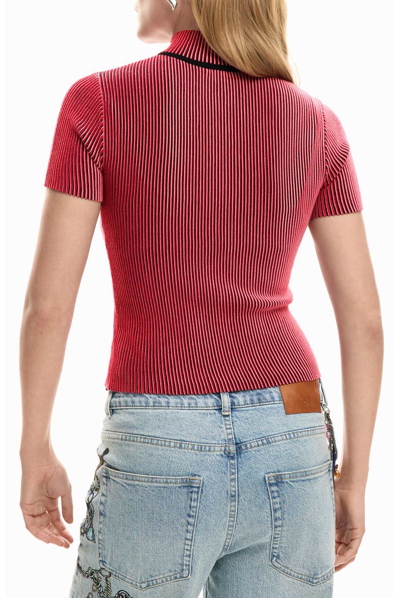 Stripe Knit Top, Alternate, color, RED