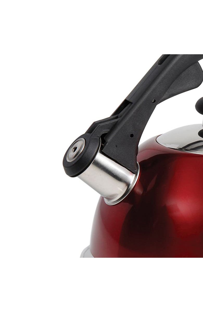 MR COFFEE Claale 2.2 Quart Stainless Steel Whistling Tea Kettle with Nylon Handle, Alternate, color, Red