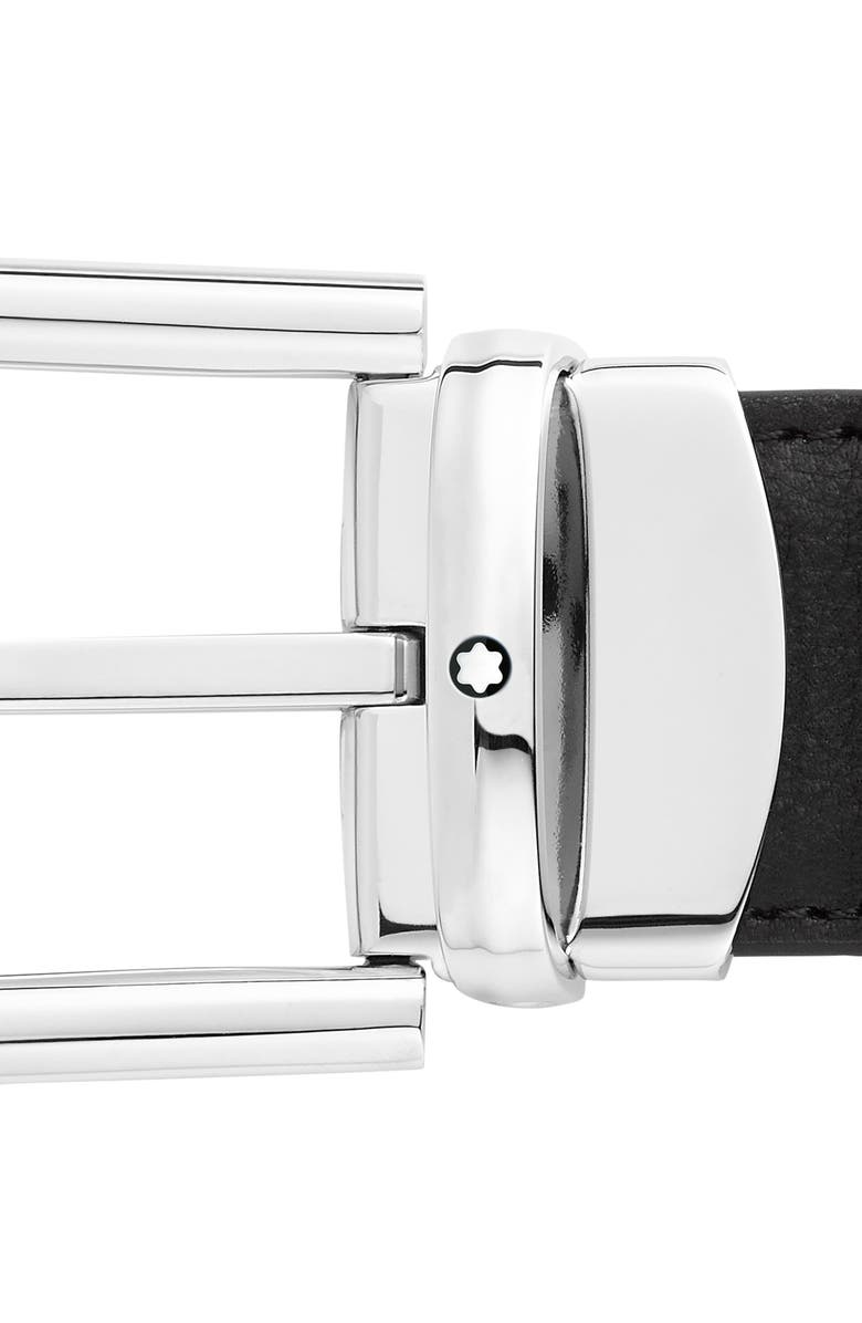 Montblanc Reversible Horseshoe Buckle Calfskin Leather Belt, Alternate, color, Black Brown