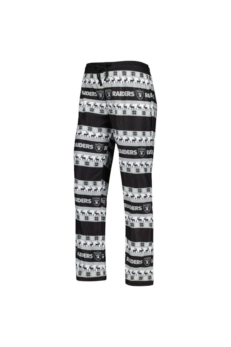 Women's FOCO Black Las Vegas Raiders Holiday Ugly Pajama Set, Alternate, color, Black