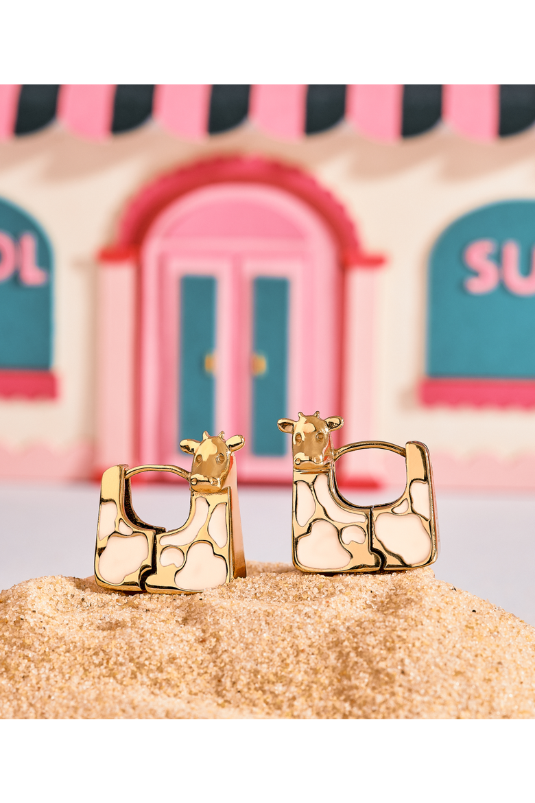 Moo Earrings, Alternate, color, Gold