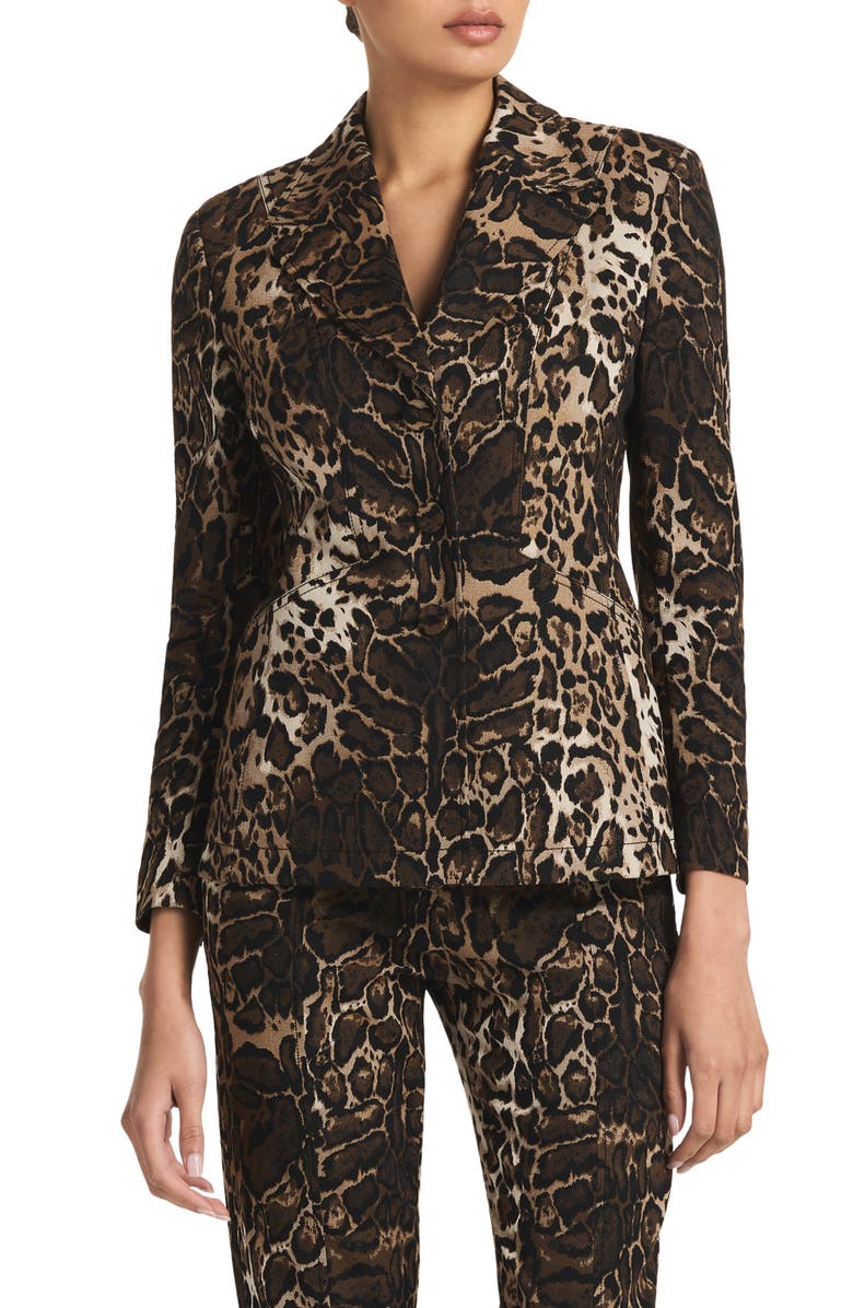 St. John Collection Leopard Jacquard Blazer, Main, color, 