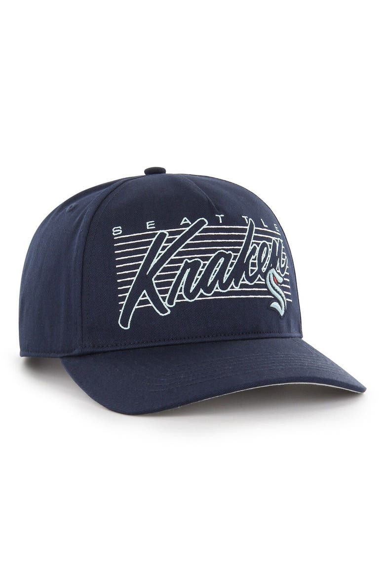 Men's '47 Deep Sea Blue Seattle Kraken Marquee Hitch Snapback Hat, Alternate, color, Navy