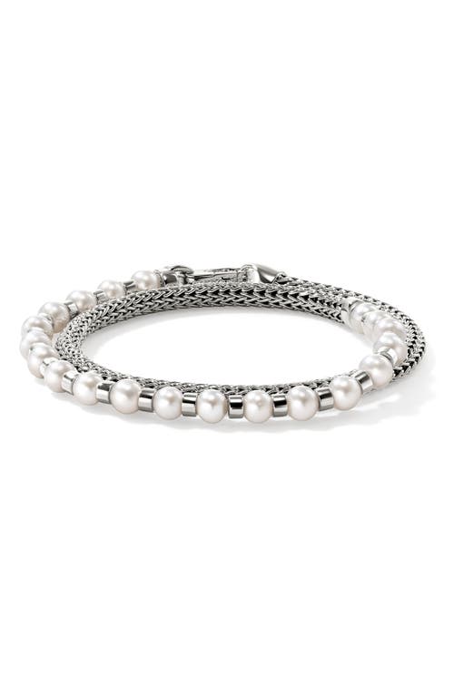 John Hardy JH Essential Pearl Wrap Bracelet, Sterling Silver 