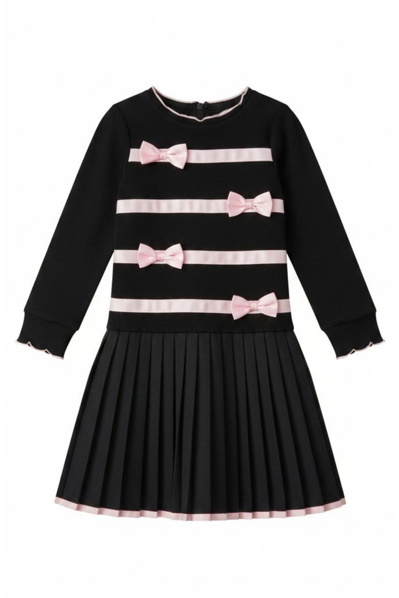 Bow Belle Pleated Knit Dress, Main, color, Black