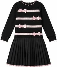 Mia Belle Girls Bow Belle Pleated Knit Dress