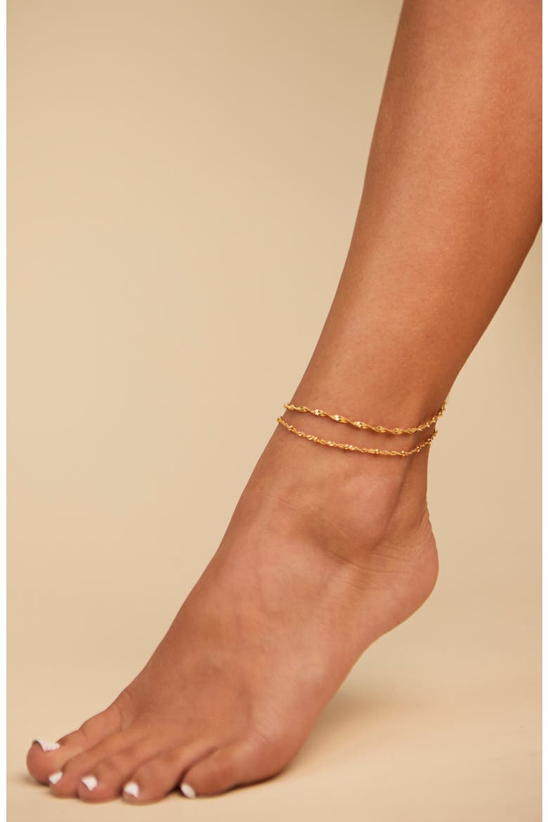 Kyra Layered Chain Anklet, Alternate, color, GOLD