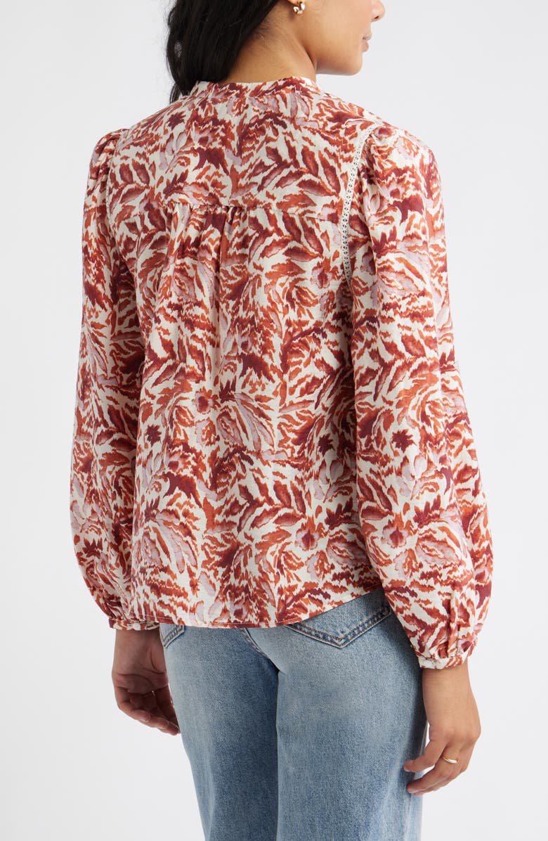 Caslon<sup>®</sup> Embroidered Inset Top, Alternate, color, Purple- Rust Ikat Blossom