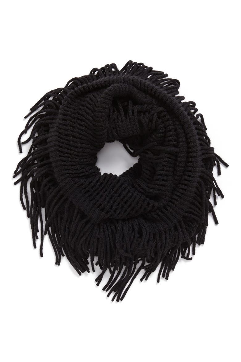 Open Weave Infinity Scarf, Main, color, BLACK