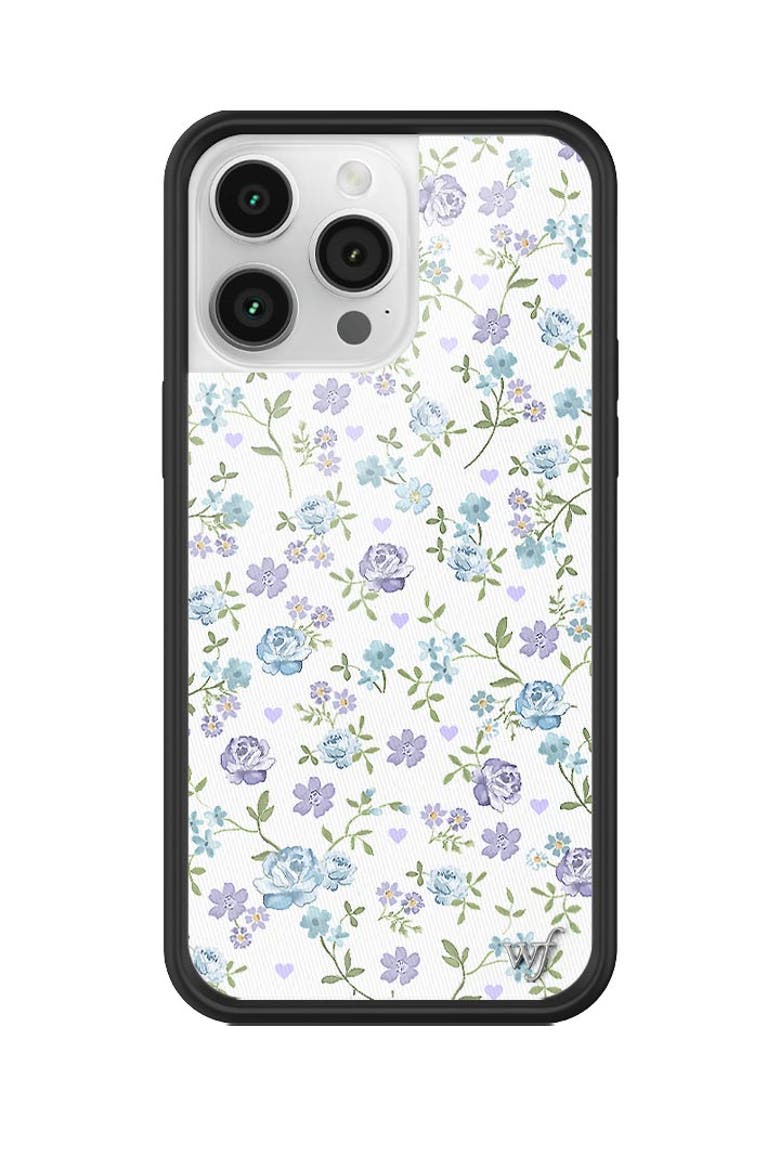 Lilac & Blue Floral iPhone Case, Alternate, color, White