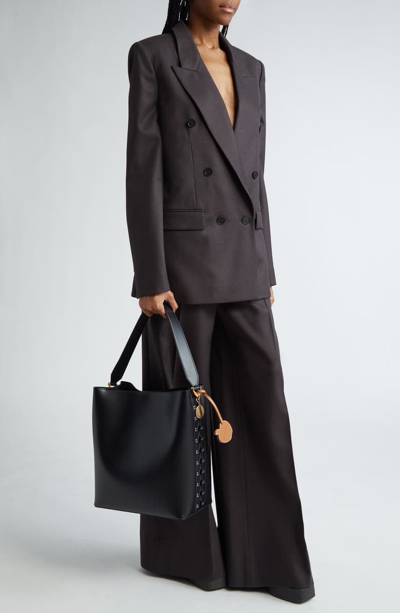 Stella McCartney Frayme Laced Faux Leather Tote, Alternate, color, Black