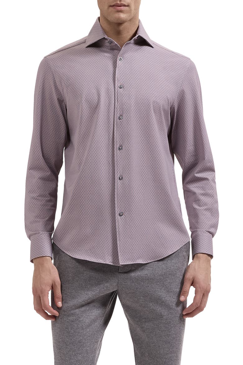 Devon OoohCotton® Geo Print Button-Up Shirt, Main, color, DUSTY PINK