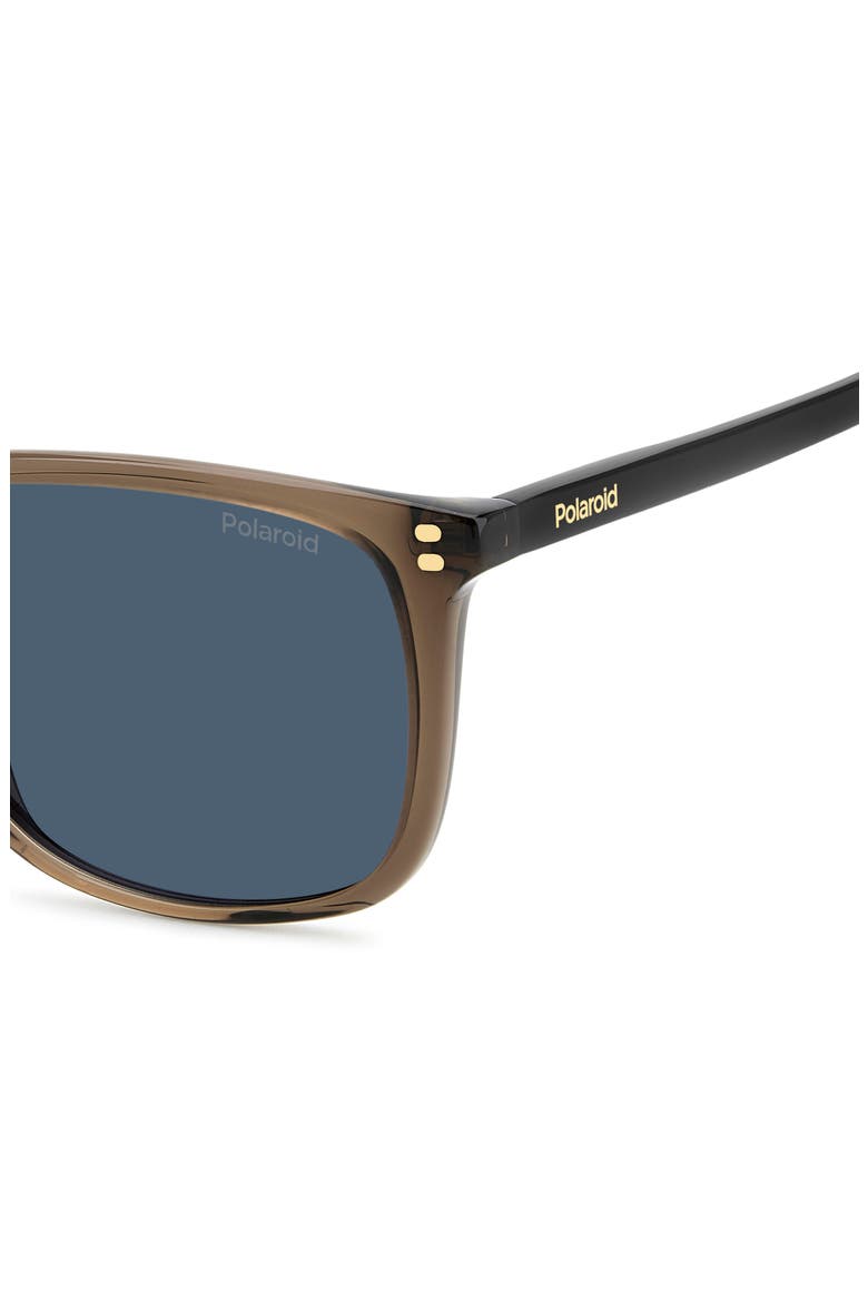 55mm Polarized Rectangular Sunglasses, Alternate, color, BROWN/ BLUE PZ