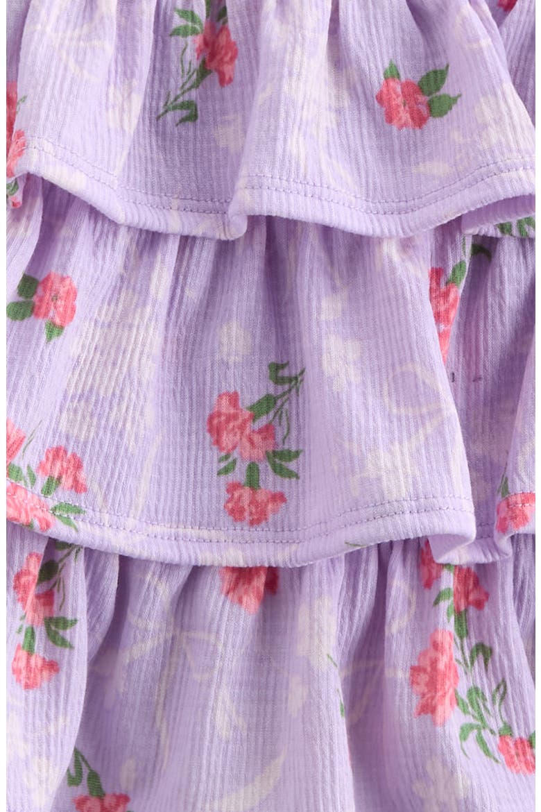 Kids' Smocked Tiered Skirt, Alternate, color, PURPLE SECRET BOW FLORAL