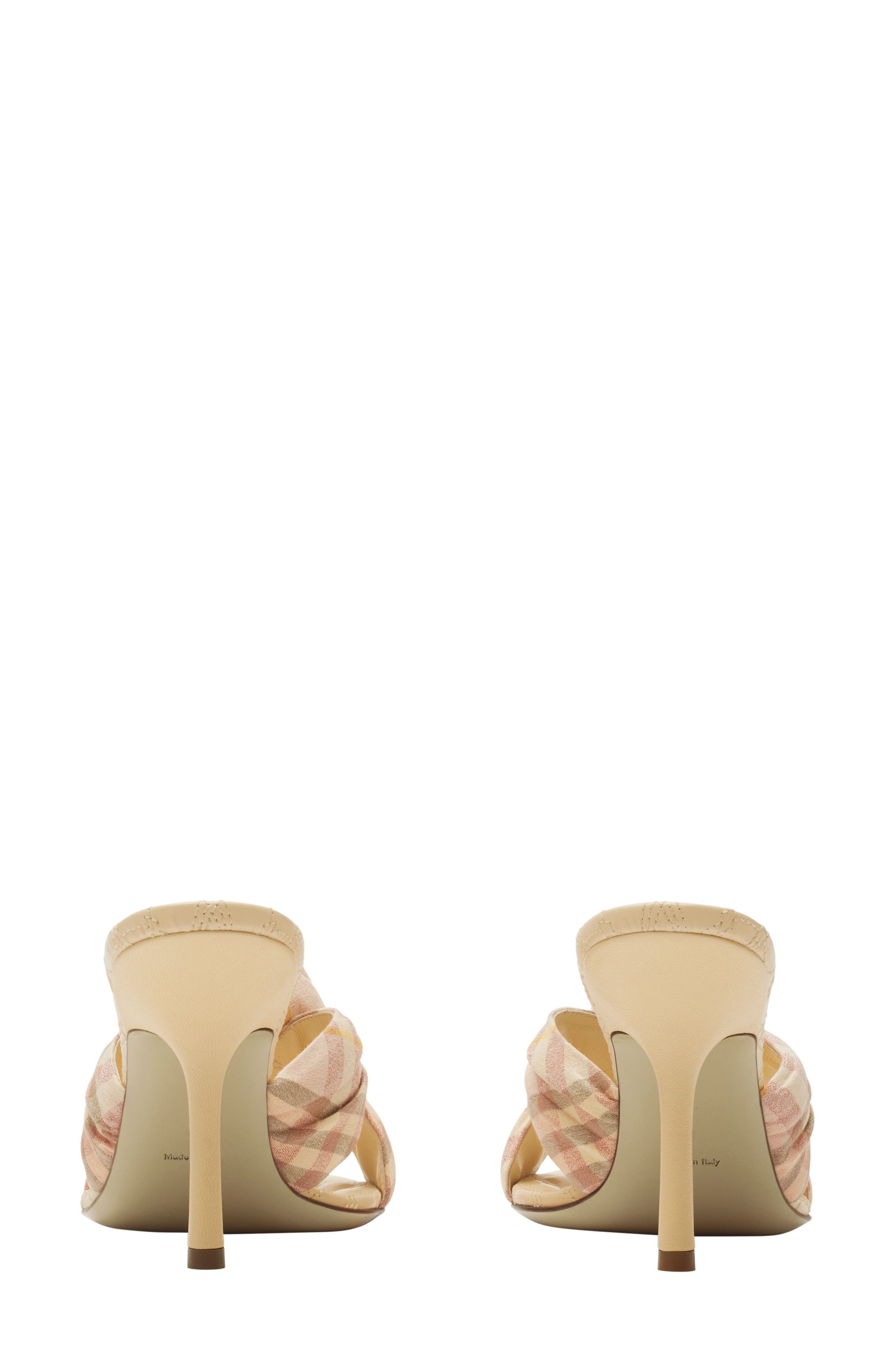 Burberry Mews Check Rose Bow Slide Sandal, Alternate, color, 