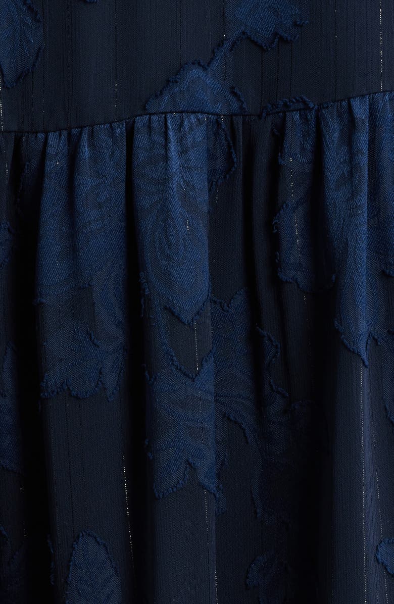 Halogen<sup>®</sup> Long Sleeve Floral Tiered Dress, Alternate, color, Classic Navy