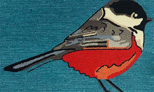 R16 Home Chickadee Tufted Doormat In Teal Multi