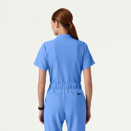 Jaanuu 1-pocket Classic Banded Collar Scrub Top In Blue