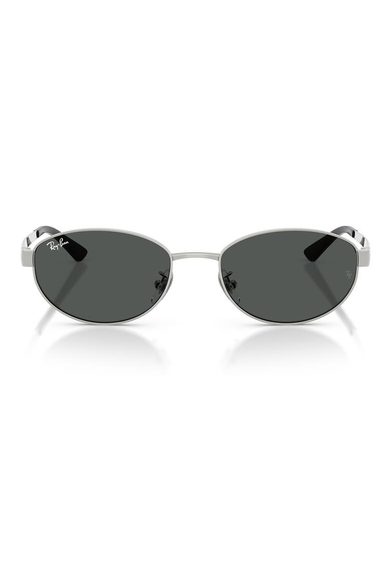 55mm Oval Sunglasses, Main, color, SILVER / DARK GREY