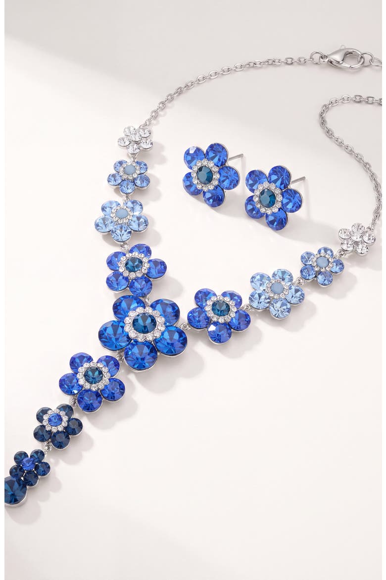 Crystal Daisy Necklace and Earring Set, Alternate, color, Sapphire Blue