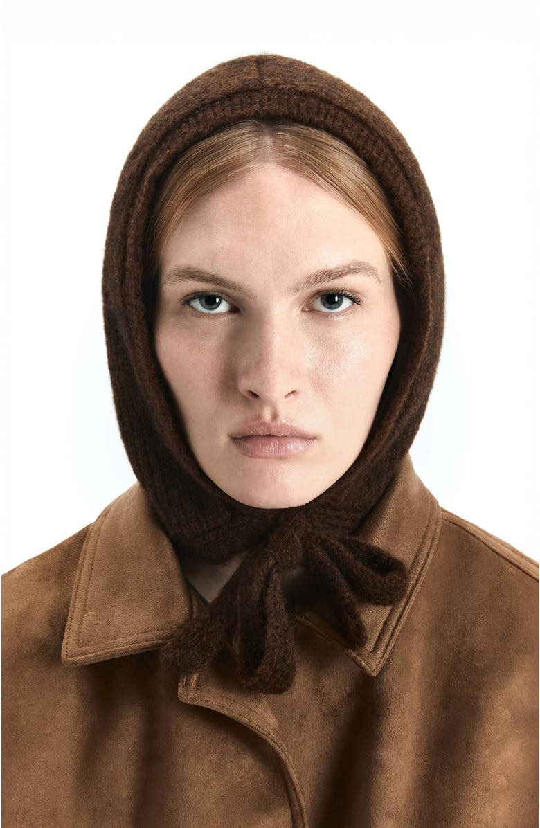 HYER GOODS Upcycled Alpaca Wool Tie Balabonnet, Alternate, color, Chocolate Brown