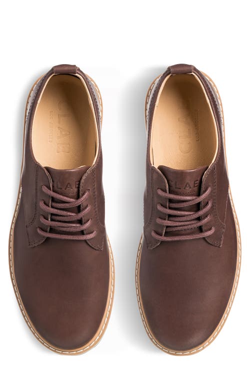 Clae Logan Lugged Plain Toe Derby In Antique Brown Leather