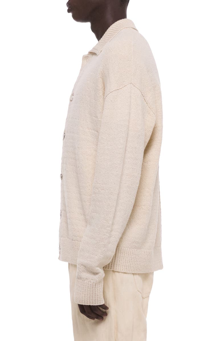 Helmut Lang Wool & Cotton Blend Slub Cardigan, Alternate, color, Natural