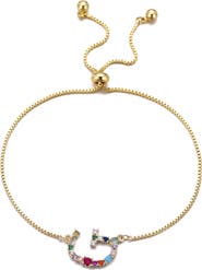 Adornia Mixed Crystal Initial Chain Bracelet