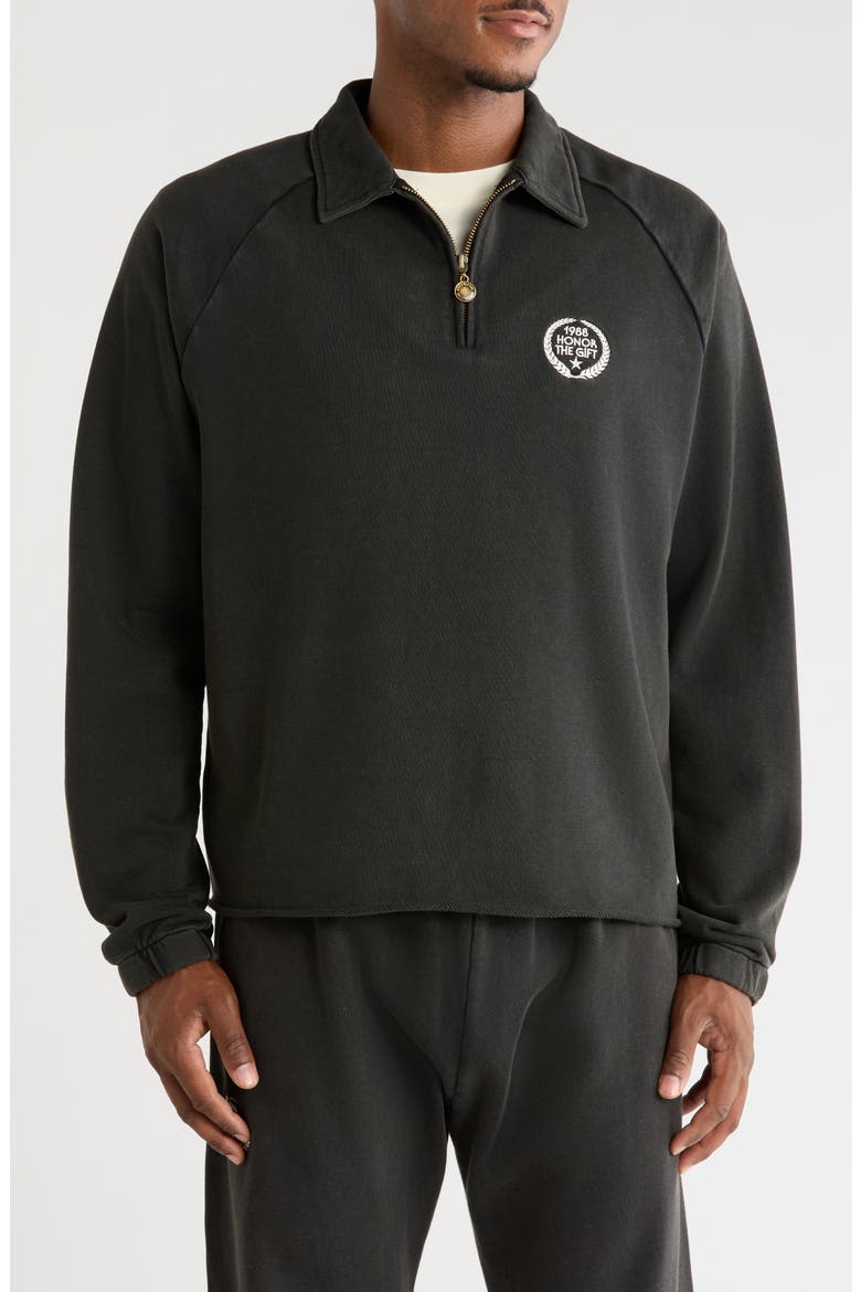Cotton Terry Quarter-Zip Pullover, Main, color, VINTAGE BLACK
