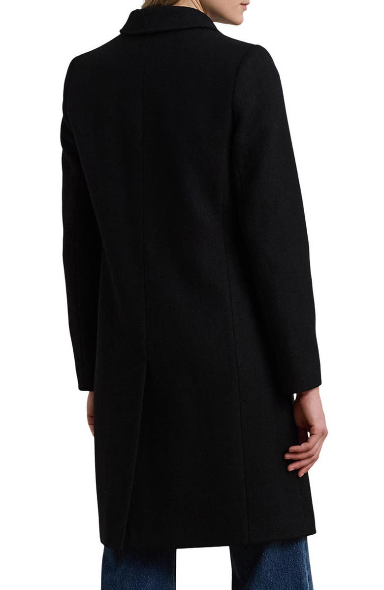 Lauren Ralph Lauren Longline Wool Blend Twill Coat, Alternate, color, Black
