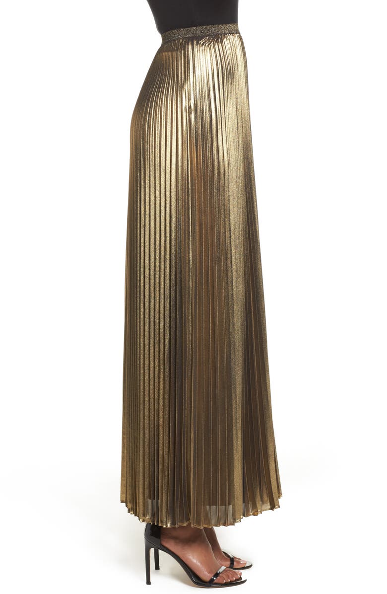 Eliza J Metallic Pleat Maxi Skirt, Alternate, color, 