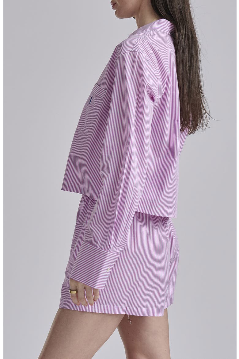 Crop Cotton Poplin Short Pajamas, Alternate, color, VIOLET MEADOW