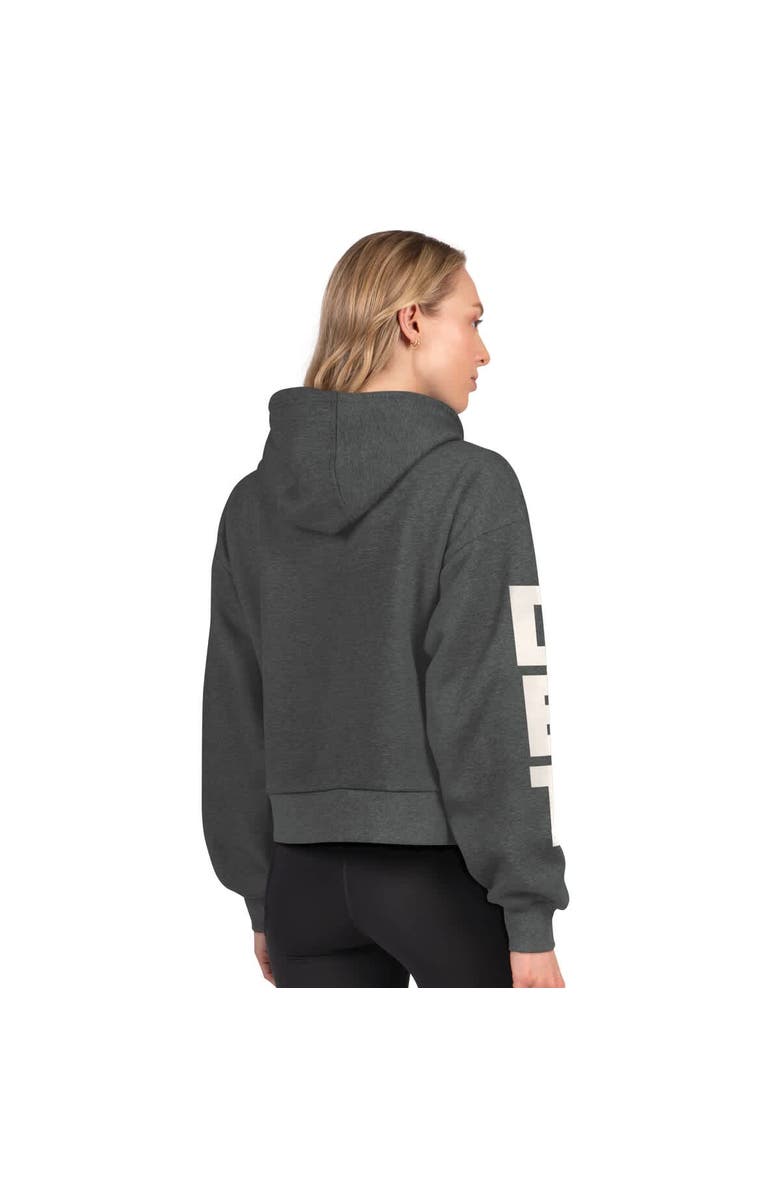 STARTER Women's Starter  Heather Charcoal Detroit Red Wings Star Player Cropped Fleece Hoodie, Alternate, color, Heather Charcoal