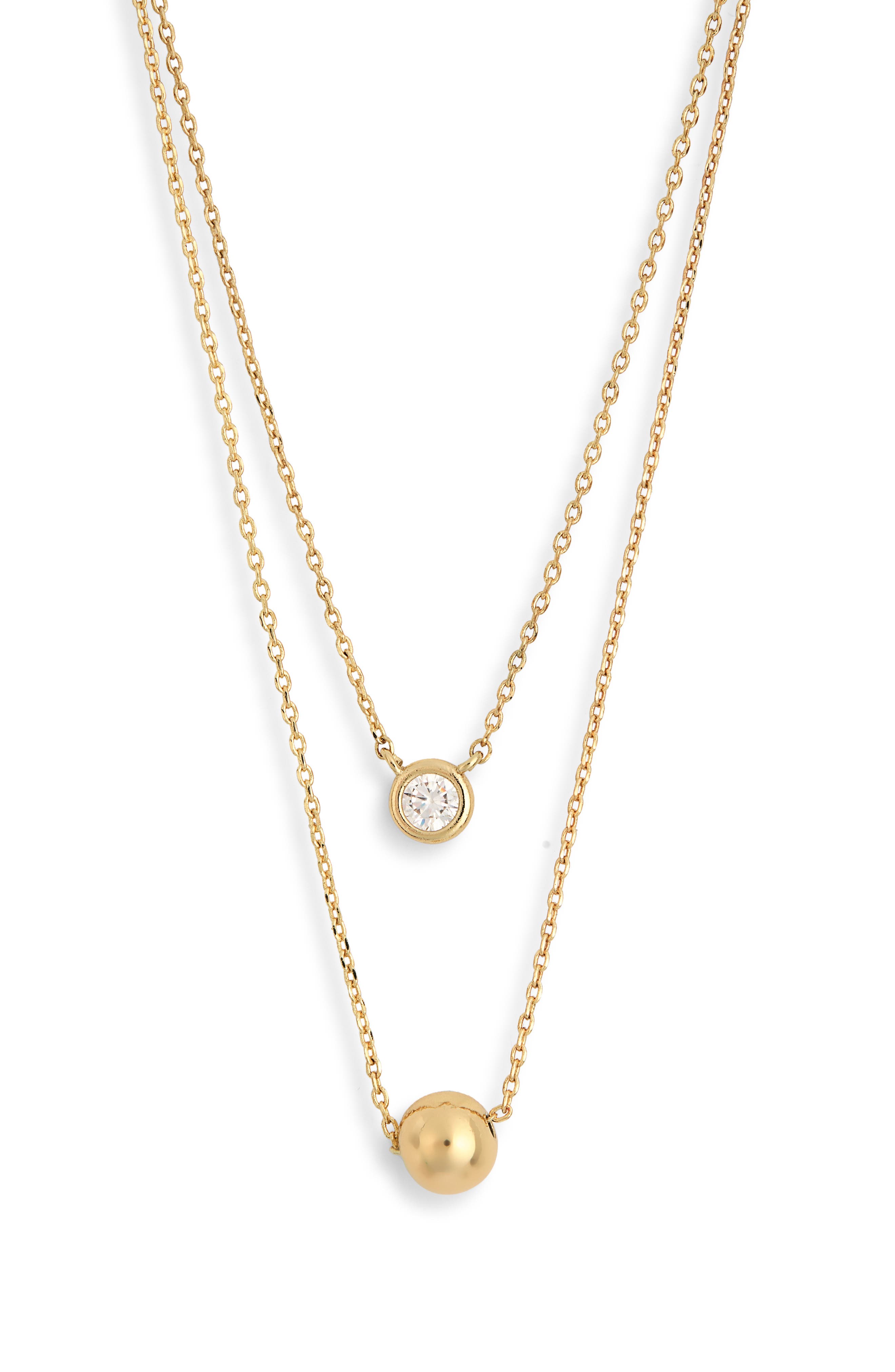 NORDSTROM RACK Cubic Zirconia & Ball Layered Necklace