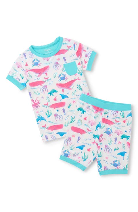 Kids' Painted Sealife Fitted Two-Piece Short Pajamas (Little Kid & Big Kid)