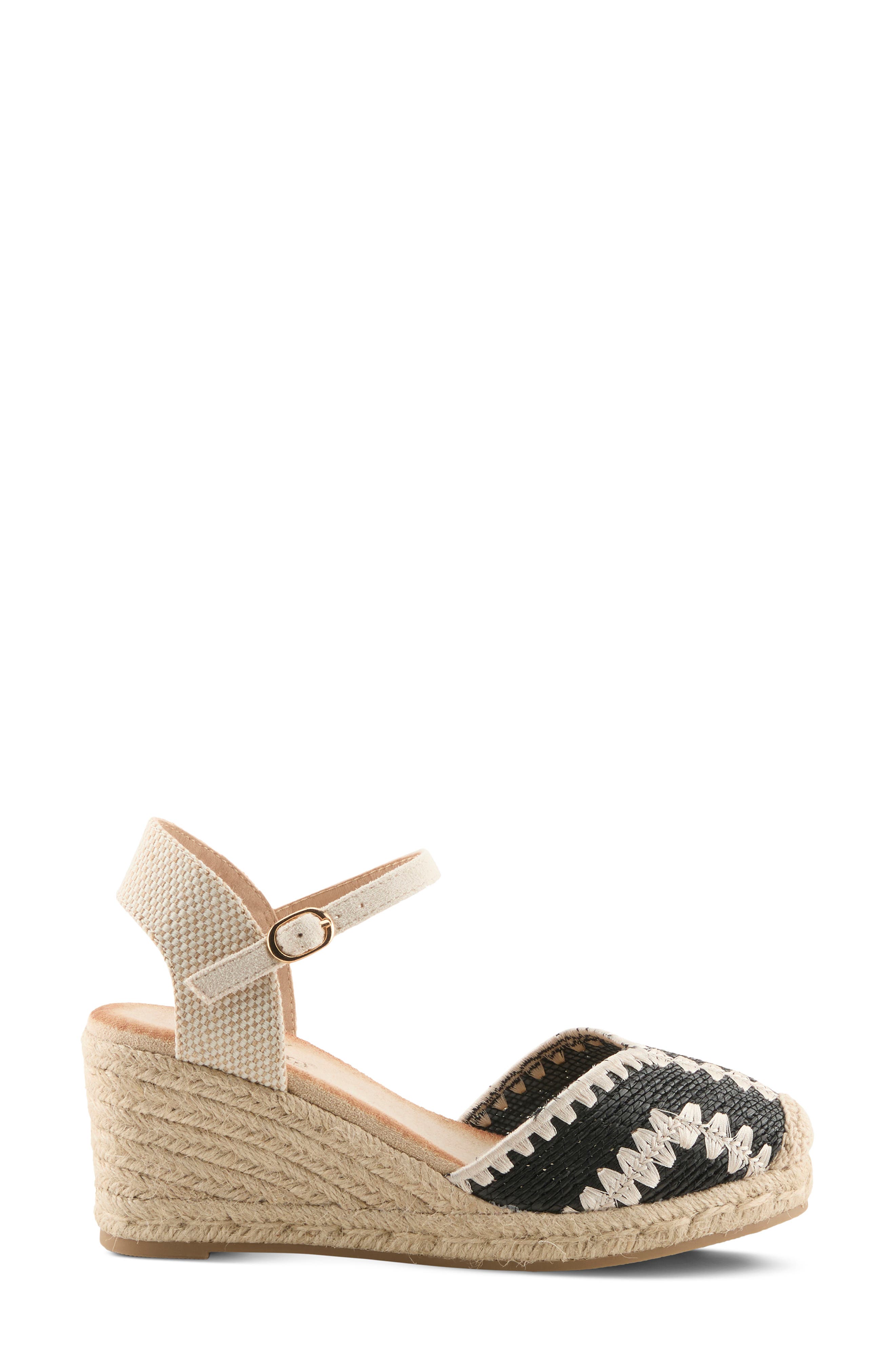 AZURA BY SPRING STEP Adrina Espadrille Wedge, Alternate, color, Black Multi