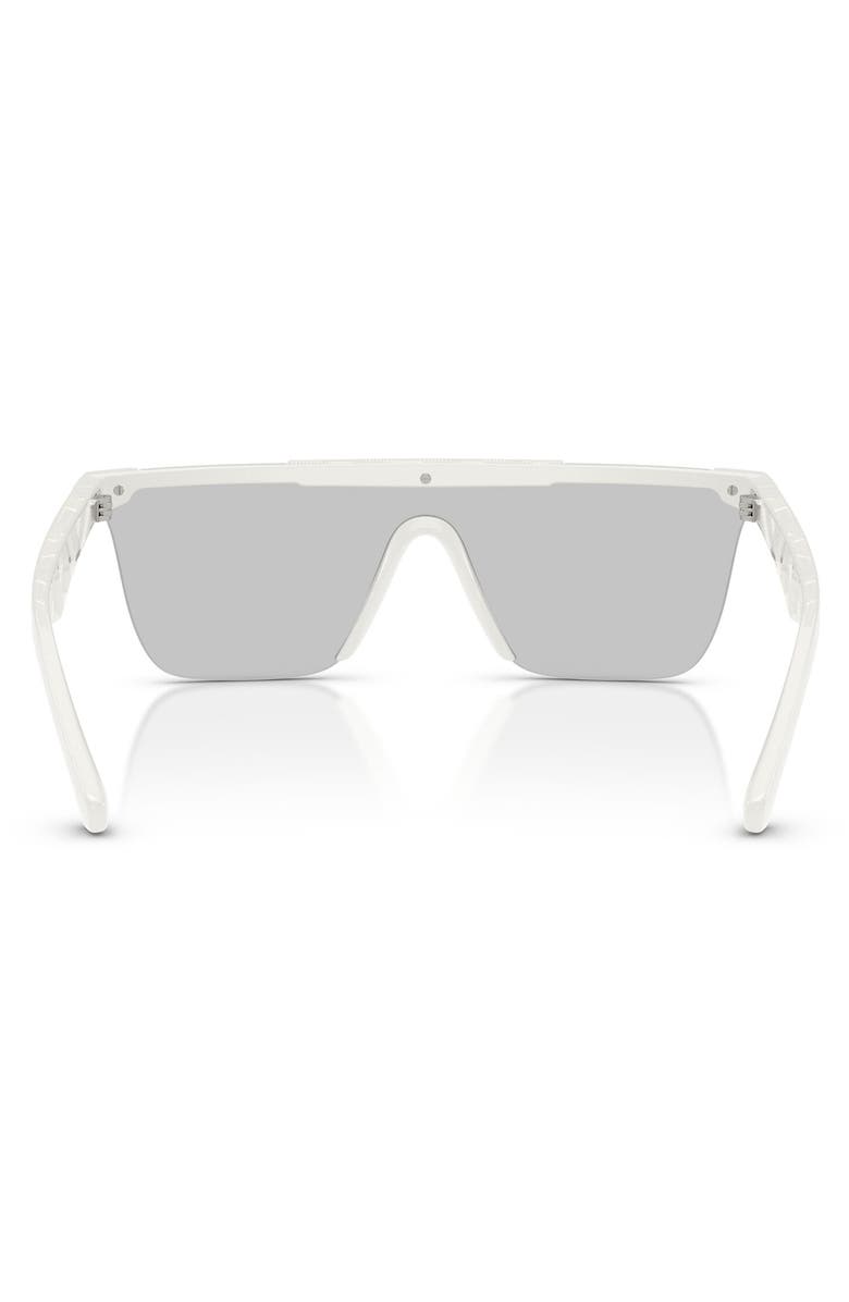 Burberry 141mm Rectangular Shield Sunglasses, Alternate, color, White / Light Grey Silver