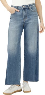 Silver Jeans Co. Isbister Raw Hem Two Tone High Waist Wide Leg Jeans