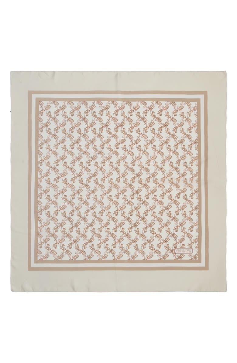 COACH Horse & Carriage Print Silk Square Scarf, Alternate, color, Ivory