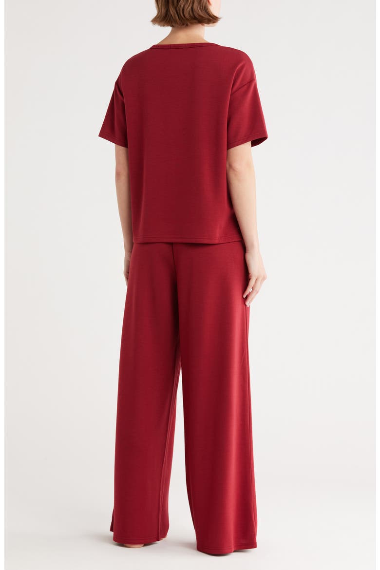 Scuba Knit Henley & Pants Lounge Set, Alternate, color, RHUBARB