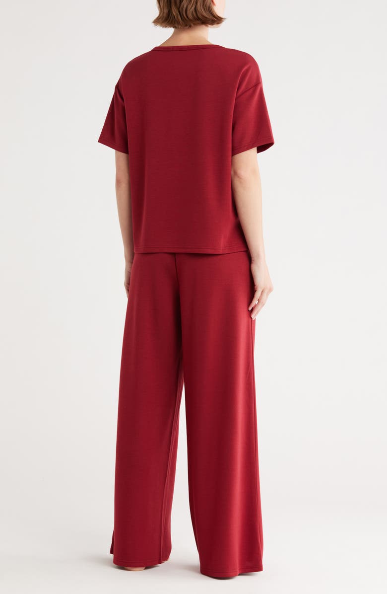 Tart Scuba Knit Henley & Pants Lounge Set, Alternate, color, Rhubarb